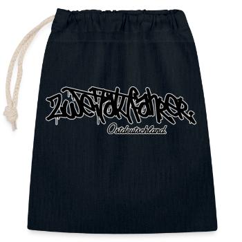 Two-stroke rider // lettering - Closable cotton gift bag (25x30cm) - navy - Front