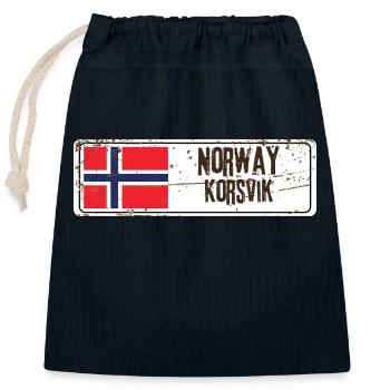 Korsvik Norway Flag - Closable cotton gift bag (25x30cm) - navy - Front