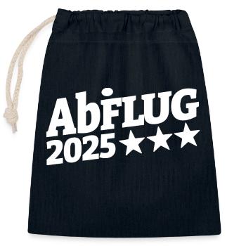 ABiFLUG 2025 - Abflug - Abitur - Wortspiel - Verschließbarer Geschenkbeutel aus Baumwolle (25x30cm) - Navy - Vorne