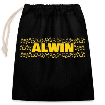 Alwin comme prénom - Sac cadeau en coton avec cordon (25 x 30 cm) - noir - Devant