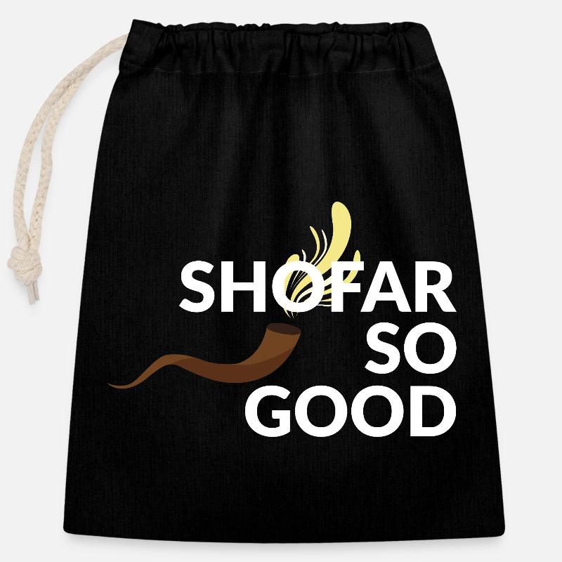 Shofar so good - Verschließbarer Geschenkbeutel aus Baumwolle (25x30cm) - Schwarz