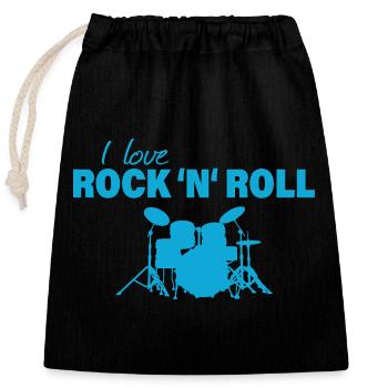 ROCK AND ROLL - Verschließbarer Geschenkbeutel aus Baumwolle (25x30cm) - Schwarz - Vorne