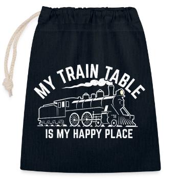 Lokomotive Modelleisenbahn - Verschließbarer Geschenkbeutel aus Baumwolle (25x30cm) - Navy - Vorne
