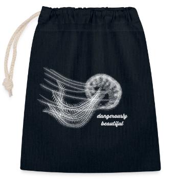 Dangerously Beautiful – Elegante Qualle & Meer - Verschließbarer Geschenkbeutel aus Baumwolle (25x30cm) - Navy - Vorne