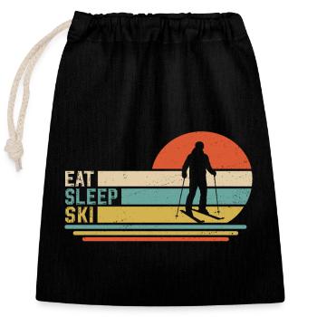 Eat Sleep Ski - Closable cotton gift bag (25x30cm) - black - Front