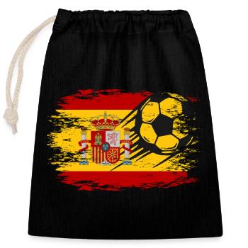Spanien Flagge Fußball  used - Verschließbarer Geschenkbeutel aus Baumwolle (25x30cm) - Schwarz - Vorne