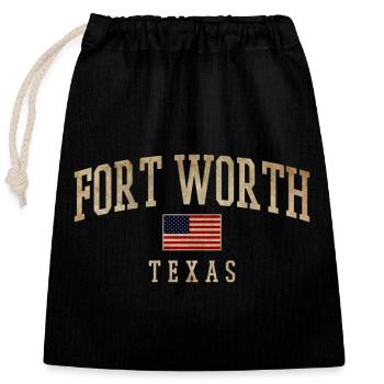 Fort Worth Texas Rustic Flags - Closable cotton gift bag (25x30cm) - black - Front