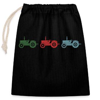 Tractor "retro tractor" Agricultural tractor Bulldog - Closable cotton gift bag (25x30cm) - black - Front