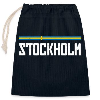 Stockholm - Closable cotton gift bag (25x30cm) - navy - Front