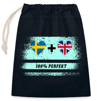 Royaume-Uni & Suède 100% parfait - Sac cadeau en coton avec cordon (25 x 30 cm) - bleu marine - Devant