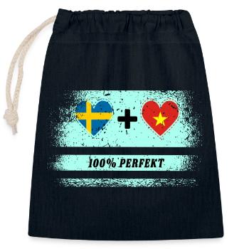 Vietnam et Suède 100% Parfait / Cadeau - Sac cadeau en coton avec cordon (25 x 30 cm) - bleu marine - Devant