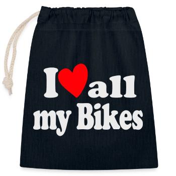 I Love all my Bikes - Closable cotton gift bag (25x30cm) - navy - Front