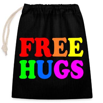 Free hugs - Verschließbarer Geschenkbeutel aus Baumwolle (25x30cm) - Schwarz - Vorne