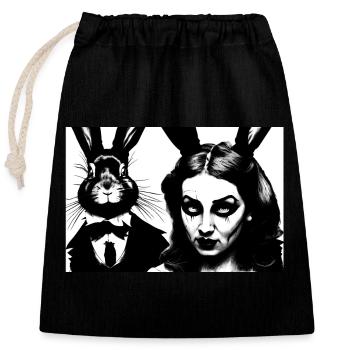 Alice #4 - Sac cadeau en coton avec cordon (25 x 30 cm) - noir - Devant