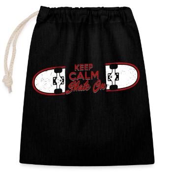 Keep Calm Skate On Skateboard Skater Skateboarding - Verschließbarer Geschenkbeutel aus Baumwolle (25x30cm) - Schwarz - Vorne