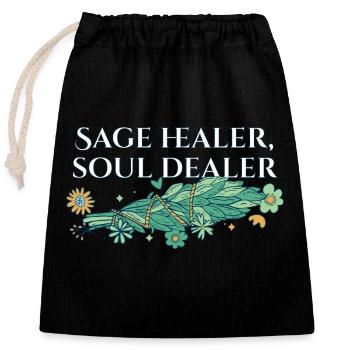Sage Healer Soul Dealer Smudge Sticks Healing - Verschließbarer Geschenkbeutel aus Baumwolle (25x30cm) - Schwarz - Vorne