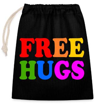 Free hugs - Verschließbarer Geschenkbeutel aus Baumwolle (25x30cm) - Schwarz - Vorne