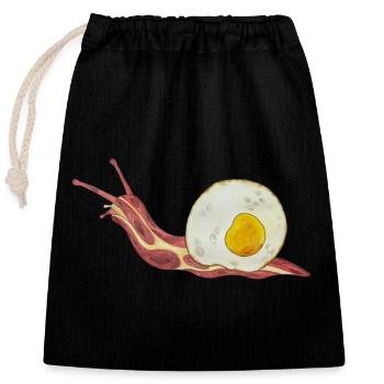 Bacon Roll Bacon et oeuf Oeuf au plat - Sac cadeau en coton avec cordon (25 x 30 cm) - noir - Devant