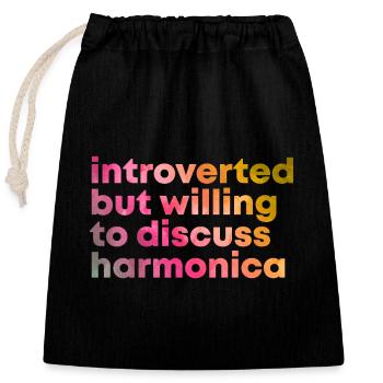 harmonica - Sac cadeau en coton avec cordon (25 x 30 cm) - noir - Devant