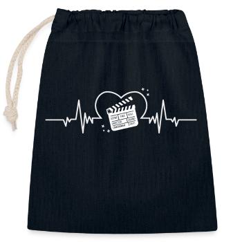 Clapperboard Heartbeat Film Lover - Closable cotton gift bag (25x30cm) - navy - Front