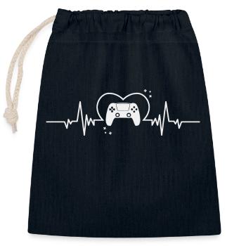Gaming Herzschlag mit Controller für Gamer - Verschließbarer Geschenkbeutel aus Baumwolle (25x30cm) - Navy - Vorne