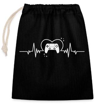Battement de cœur de jeu avec manette pour les joueurs - Sac cadeau en coton avec cordon (25 x 30 cm) - noir - Devant