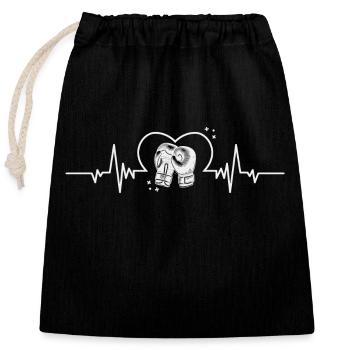 Gants de boxe Heartbeat ECG Arts martiaux - Sac cadeau en coton avec cordon (25 x 30 cm) - noir - Devant