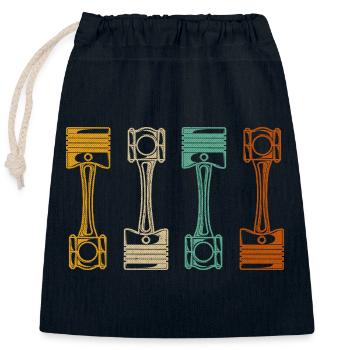 Retro Car Mechanic - Closable cotton gift bag (25x30cm) - navy - Front