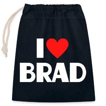 I love Brad Red Heart Romantic Name Fan - Closable cotton gift bag (25x30cm) - navy - Front