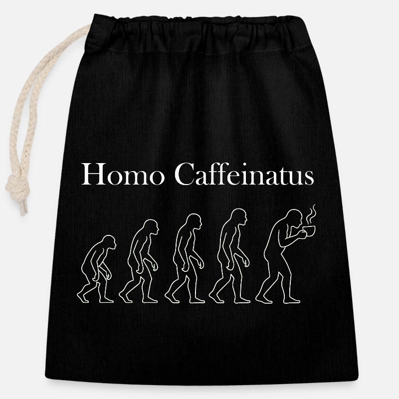 011_Homo_Caffeinatus - Sac cadeau en coton avec cordon (25 x 30 cm) - noir