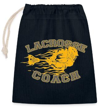 Entraîneur de crosse en flammes Dynamic Sports Graphic Tee - Sac cadeau en coton avec cordon (25 x 30 cm) - bleu marine - Devant