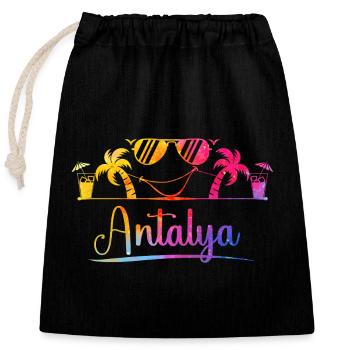 Antalya Strandsonne  - Verschließbarer Geschenkbeutel aus Baumwolle (25x30cm) - Schwarz - Vorne