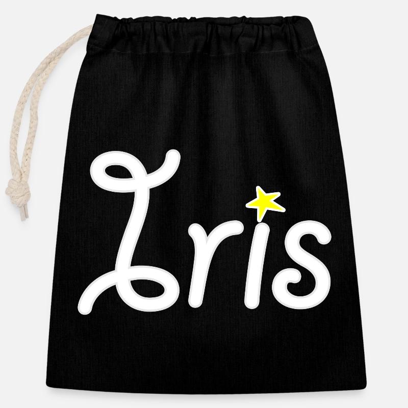 Iris - Closable cotton gift bag (25x30cm) - black