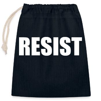 Resist - Sac cadeau en coton avec cordon (25 x 30 cm) - bleu marine - Devant