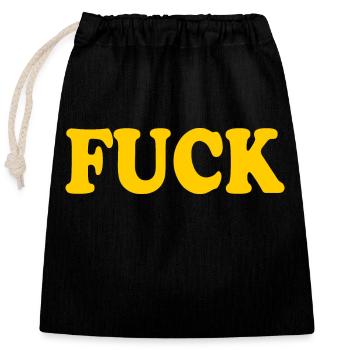 Fuck - Closable cotton gift bag (25x30cm) - black - Front