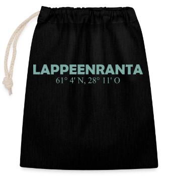 Lappeenranta - Finland - Coordinates - Longitude - Closable cotton gift bag (25x30cm) - black - Front