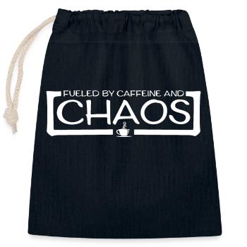 Alimenté par la caféine et le chaos Blague drôle sur le café - Sac cadeau en coton avec cordon (25 x 30 cm) - bleu marine - Devant