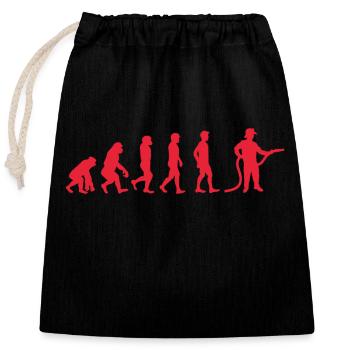 Evolution Feuerwehrmann rot - Verschließbarer Geschenkbeutel aus Baumwolle (25x30cm) - Schwarz - Vorne