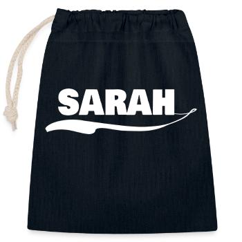 Prénom sarah - Sac cadeau en coton avec cordon (25 x 30 cm) - bleu marine - Devant