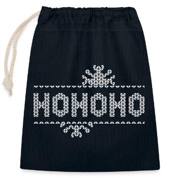 hohoho pixel Christmas Snow Crystals Logo - Closable cotton gift bag (25x30cm) - navy - Front