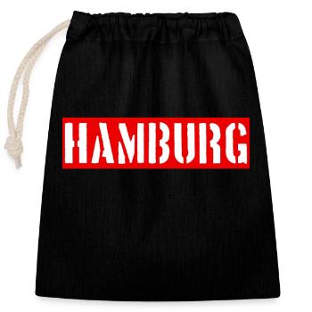 Hamburg - Hansestadt - Alster - Elbe - Verschließbarer Geschenkbeutel aus Baumwolle (25x30cm) - Schwarz - Vorne