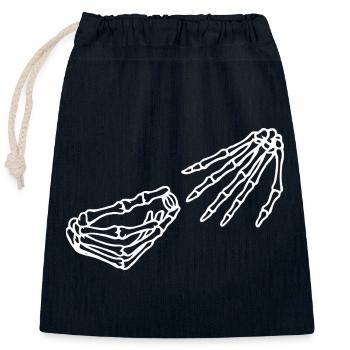 Conception éthérée de la main et de l’os du squelette - Sac cadeau en coton avec cordon (25 x 30 cm) - bleu marine - Devant