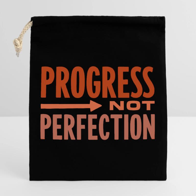 Le progrès, pas la perfection Le progrès compte Sac cadeau en coton avec cordon (25 x 30 cm)