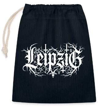 Ville préférée de Leipzig : Art Black Metal - Sac cadeau en coton avec cordon (25 x 30 cm) - bleu marine - Devant