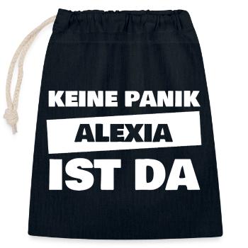 Alexia als Name - Verschließbarer Geschenkbeutel aus Baumwolle (25x30cm) - Navy - Vorne