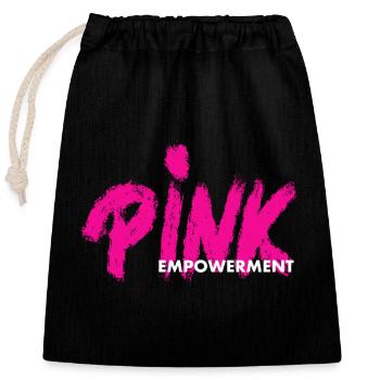 PINK Empowerment / pink ribbon - Closable cotton gift bag (25x30cm) - black - Front