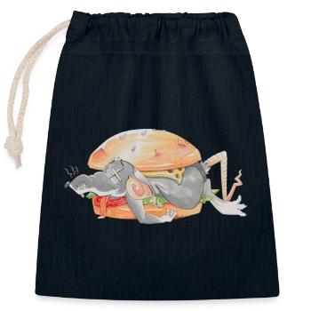 Ratfoodz 'I can haz Ratzburger (Backprint) @ Ratz - Closable cotton gift bag (25x30cm) - navy - Front