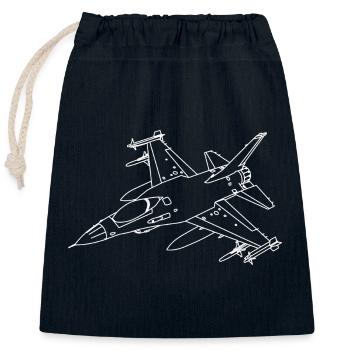 F-16 Viper / Kampf Falcon Jet-Jagdflugzeug / F16 - Verschließbarer Geschenkbeutel aus Baumwolle (25x30cm) - Navy - Vorne