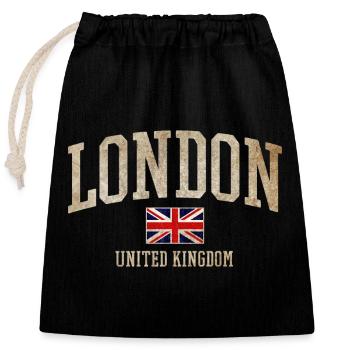 London Vintage Union Jack - Verschließbarer Geschenkbeutel aus Baumwolle (25x30cm) - Schwarz - Vorne