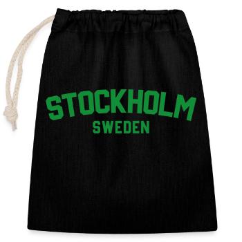 Stockholm Sweden - Closable cotton gift bag (25x30cm) - black - Front